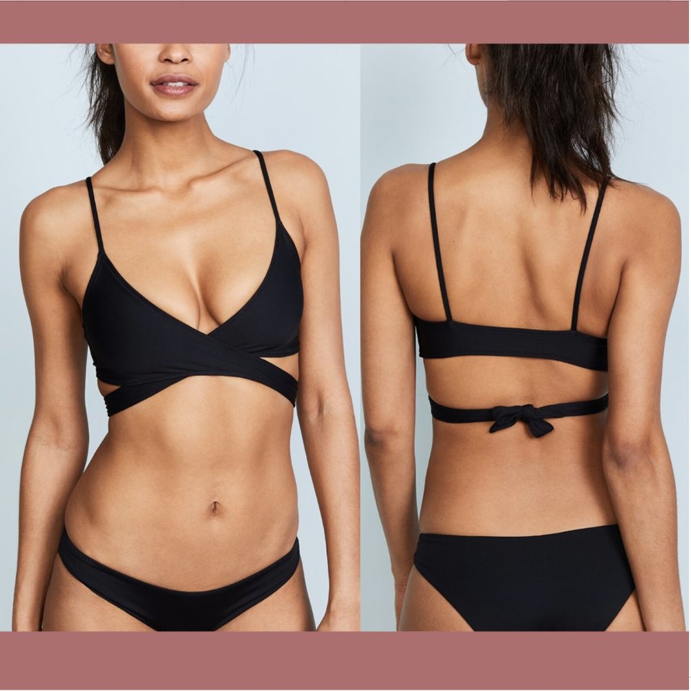 NWT L SPACE [‎ Small ] Chloe Wrap Bikini Top in Black
